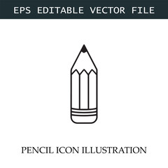 Pencil Icon Black and White Vector Design Image Illustration
