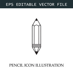 Pencil Icon Black and White Vector Design Image Illustration
