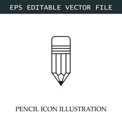 Pencil Icon Black and White Vector Design Image Illustration
