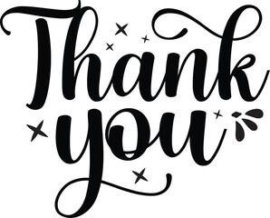 Elegant thank you design black script File