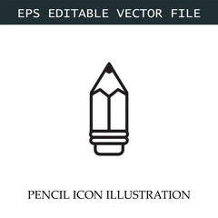 Pencil Icon Black and White Vector Design Image Illustration
