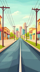 Obraz premium Colorful Pixelated City Street Scene