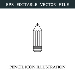 Pencil Icon Black and White Vector Design Image Illustration
