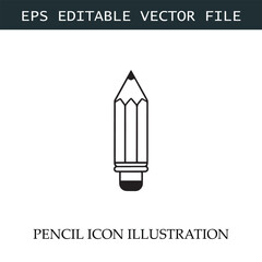 Pencil Icon Black and White Vector Design Image Illustration
