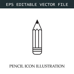 Pencil Icon Black and White Vector Design Image Illustration

