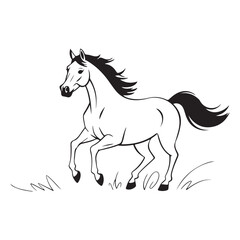 Running horse sketch graceful line art