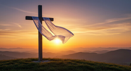 Sunrise over Majestic Cross A Symbol of Hope and Faith