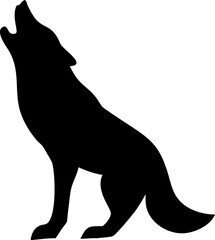 Silhouette of a Wolf Head Howling a Wild and Lonely Creature in Black and White Advertisement Banner Design
