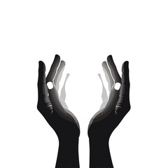 Obraz premium Supportive hands offering comfort and solace. Two hands together create protective gesture of hope and peace. Image depicts emotional support ideal for funeral home brochures