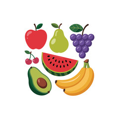 A set of fruits vector art illustration