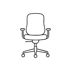 Fototapeta premium Ergonomic office chair line icon with wheels