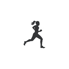 Woman running silhouette vector illustration for fitness and sport related designs
