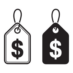 Sale tag symbols in black and white
