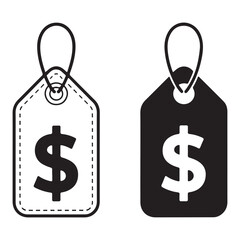 Sale tag symbols in black and white