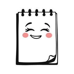 Cute notepad with smiling face and pink cheeks.  Happy notepad character design perfect for stationery, scrapbooking, or greeting cards.