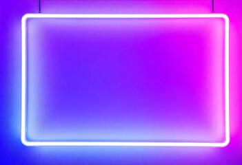 Fototapeta premium Futuristic illuminated rectangle frame with vibrant neon colors and modern backdrop