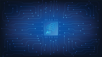 computer chip with blue futuristic circuit board background