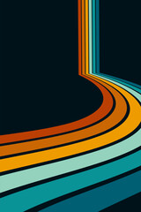 Abstract background of rainbow groovy Wavy Line design in 1970s Hippie Retro style. Vector pattern ready to use for cloth, textile, wrap and other.
