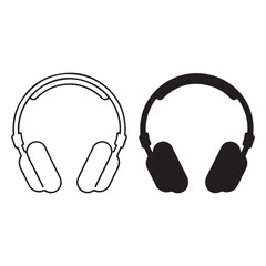 Minimal vector headphones black and white style