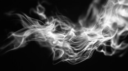 Swirling steam in monochrome, an abstract dance of light and shadow