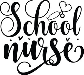 School nurse design black and white text File