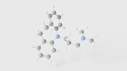 imipramine molecule 3d, molecular structure, ball and stick model, structural chemical formula antidepressant