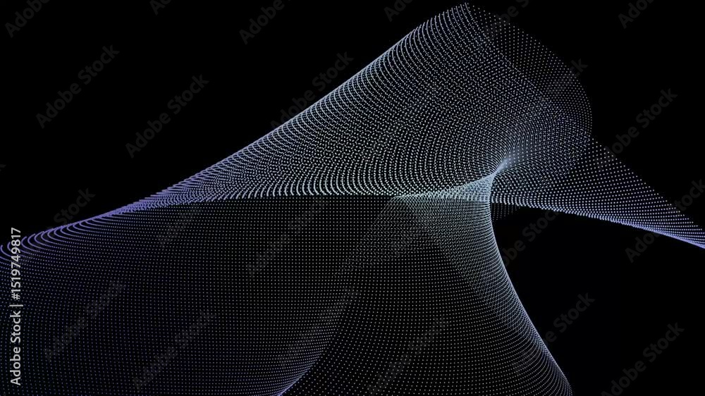 Poster Modern elegant 3D futuristic black and blue wave animation, gradient web visualizer seamless loop