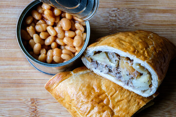  Classic Cooked Cornish Pasty Meal With Baked Beans