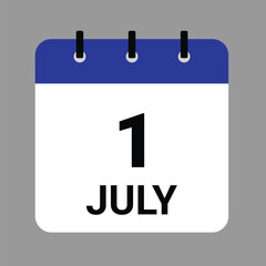 JULY 1 - Daily Calendar Icon - White Background