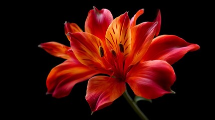 Fototapeta premium 黒背景に映える情熱的なグロリオサの花