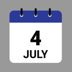 JULY 4 - Daily Calendar Icon - White Background