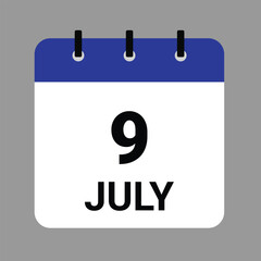 JULY 9 - Daily Calendar Icon - White Background