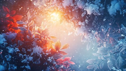 Fototapeta premium Detailed view of snow suit fabric with frost patterns and snow crystals glistening in the sunlight