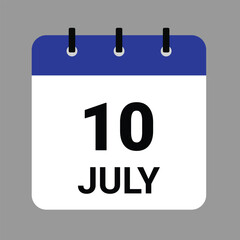 JULY 10 - Daily Calendar Icon - White Background