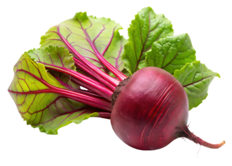beetroot fresh red beet with leaves and a half isolated on white background, PNG