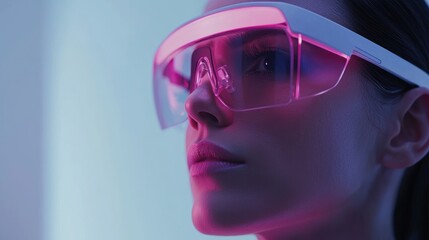 Futuristic Woman Wearing Smart Glasses