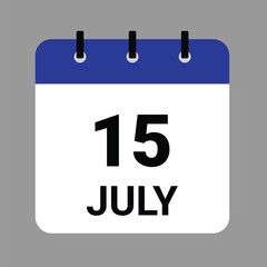 JULY 15 - Daily Calendar Icon - White Background