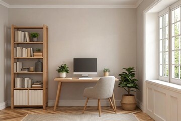 Serene Scandinavian Home Office Design Neutral Tones & Natural Light