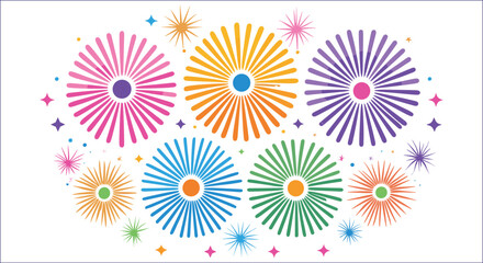 Fototapeta premium Colorful Celebration Fireworks Vector Design For Festive Events Background Illustrations Graphic Art