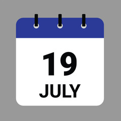 JULY 19 - Daily Calendar Icon - White Background