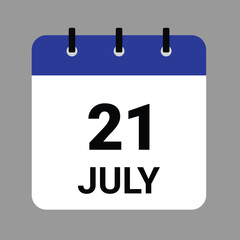 JULY 21 - Daily Calendar Icon - White Background