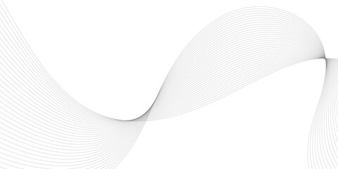 Abstract wavy white and grey curved lines on transparent background. Frequency sound wave lines and technology background, Design for brochure, flyer, banner, template, business wave lines background.