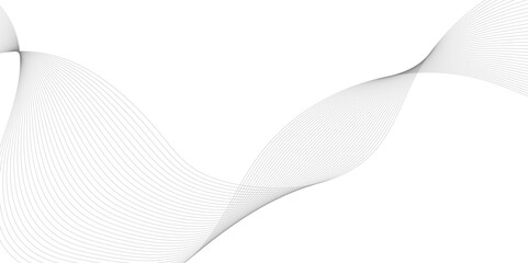 Abstract wavy white and grey curved lines on transparent background. Frequency sound wave lines and technology background, Design for brochure, flyer, banner, template, business wave lines background.