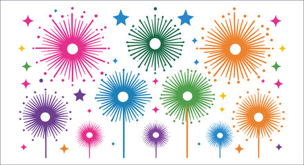 Colorful Fireworks Stars Vector Graphic Celebration Design Festive Fun Illustration Element