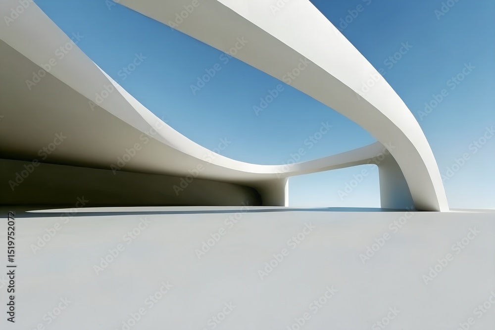 Poster minimal modern architecture with curved white structure