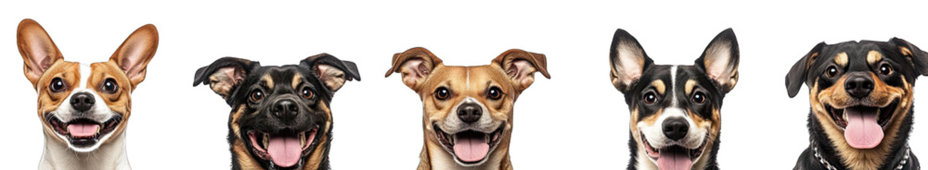 Obraz premium Five Happy Dogs With Different Breeds Looking At The Camera With Their Tongues Sticking Out