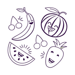 Black fruits icon  coloring page vector on white background