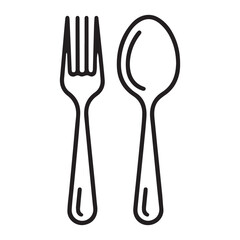 Fork and spoon line icons