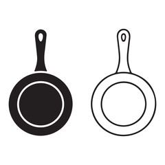 Kitchen Frying Pan Icons with Steam