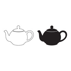 Black and white teapot vector set